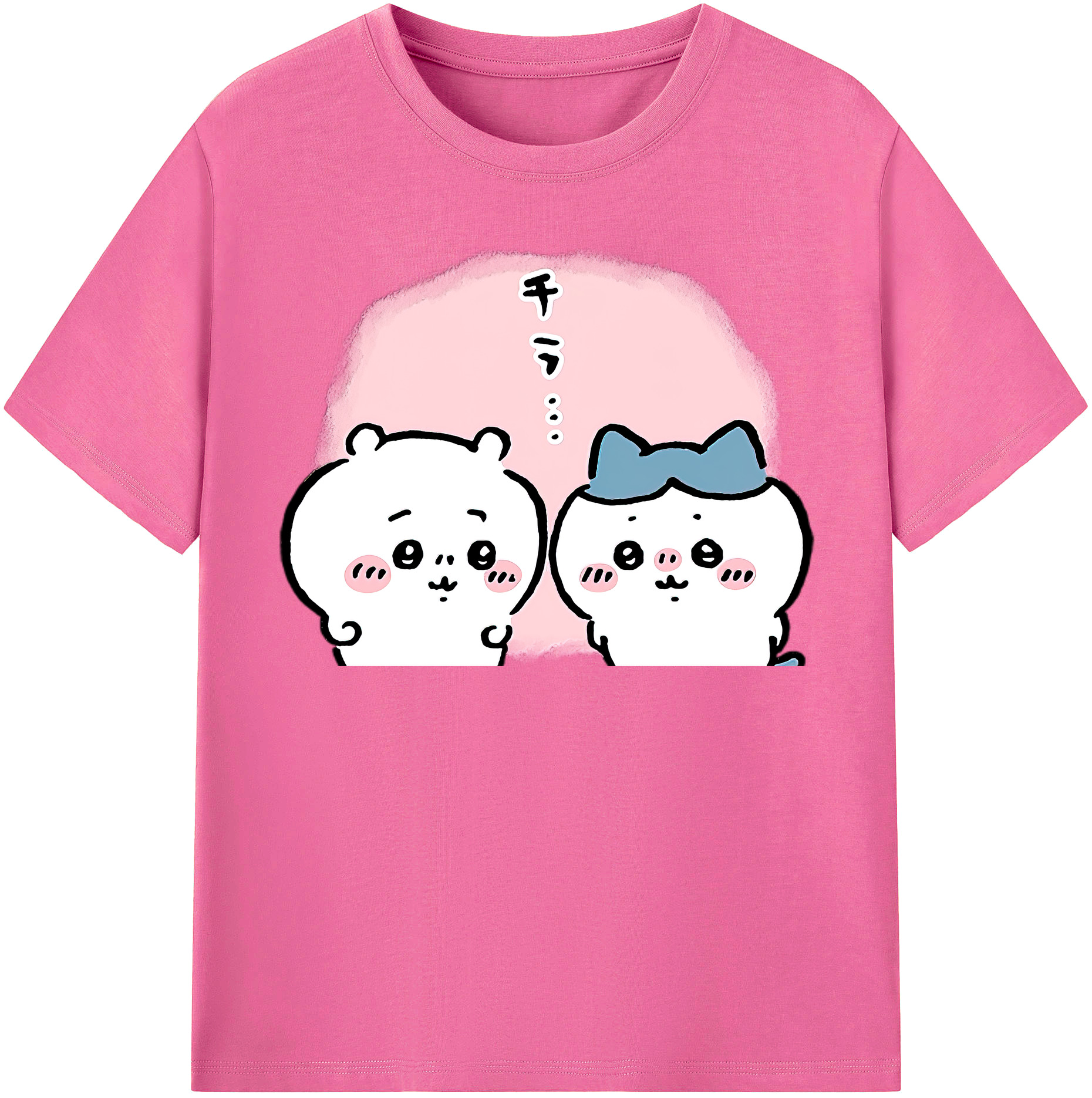 （画像用） ちいかわ ハチワレ Chii-kawa hachiware レディースカジュアルプリントTシャツ（綿100％）